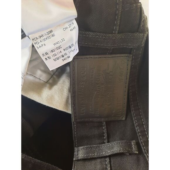 Levi's Premium 511 Men W40/32L Slim Fit Pleated‎ BIG E Stretch Black Denim Jeans - Picture 6 of 9